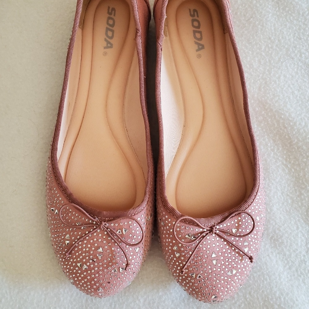 New Soda Blush Pink Ballet Flats Size 10
